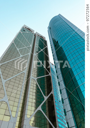 Streets and Skyscrapers. Tall Modern Glass Buildings in Abu Dhabi. United Arab Emirates. Streets and Skyscrapers. Tall Modern Glass Buildings in Abu Dhabi. United Arab Emirates. 97272564