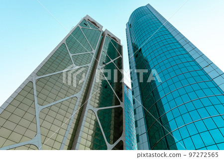 Streets and Skyscrapers. Tall Modern Glass Buildings in Abu Dhabi. United Arab Emirates. 97272565