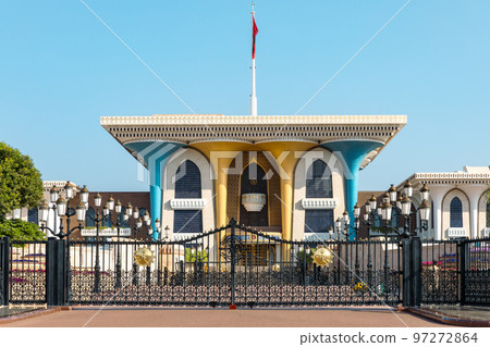 Al Alam Sultan Palace in Muscat, Oman. Arabian Peninsula. Al Alam Sultan Palace in Muscat, Oman. Arabian Peninsula. 97272864