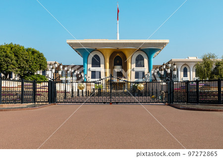 Al Alam Sultan Palace in Muscat, Oman. Arabian Peninsula. Al Alam Sultan Palace in Muscat, Oman. Arabian Peninsula. 97272865