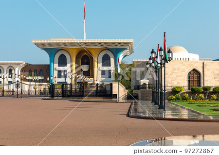 Al Alam Sultan Palace in Muscat, Oman. Arabian Peninsula.  97272867