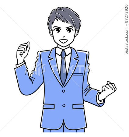 A young man in a suit who poses (upper body, simple) 97272920