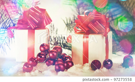 gift box .isolated on Christmas background 97273558