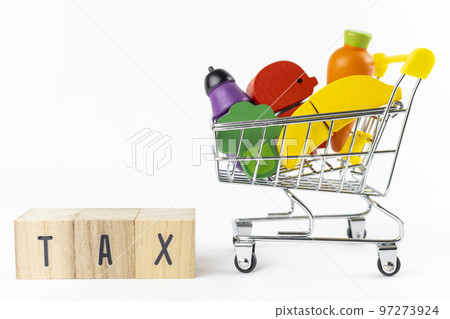 tax letter and shopping cart. image of consumption tax 97273924