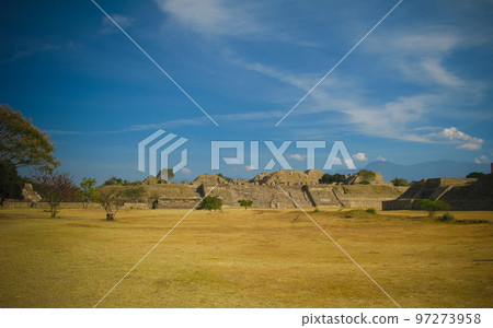 Panorama of old mayan ruined city of Monte Alban, Oaxaca, Mexico 97273958