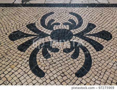 Pattern at sidewalk on the streets of Lisbon in Portugal Pattern at sidewalk on the streets of Lisbon in Portugal 97273969
