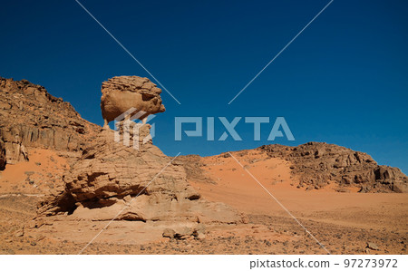 Abstract Rock formation aka pig or hedgehog at Tamezguida, Tassili nAjjer national park, Algeria 97273972