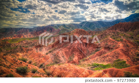 Panorama of Skazka aka Fairytale canyon, Issyk-Kul, Kyrgyzstan 97273980