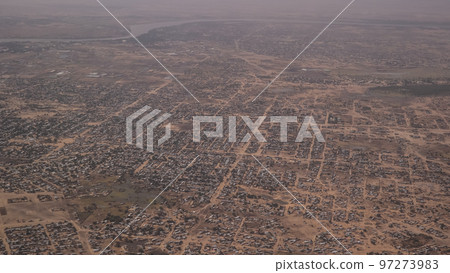 Aerial view to NDjamena and Chari or Chari river, Chad Aerial view to NDjamena and Chari or Chari river, Chad 97273983