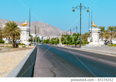 Traditional Omani architecture. Old Town of Muscat along Mutrah Corniche, Oman. Arabian Peninsula.  97274252