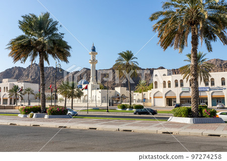 Traditional Omani architecture. Old Town of Muscat along Mutrah Corniche, Oman. Arabian Peninsula.  97274258