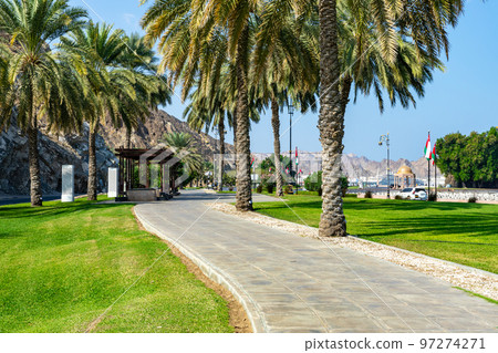 Traditional Omani architecture. Old Town of Muscat along Mutrah Corniche, Oman. Arabian Peninsula.  97274271