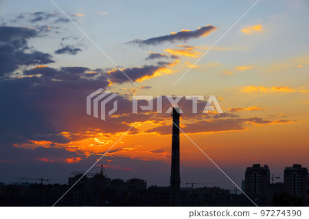Cityscape during a beautiful sunset 97274390