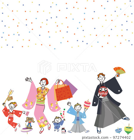 新年慶祝家庭和服護符 97274402