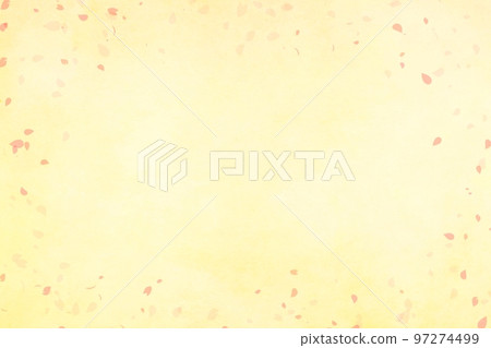 Japanese paper style blurred petals flying yellow New Year's card background Japanese paper style blurred petals flying yellow New Year's card background 97274499