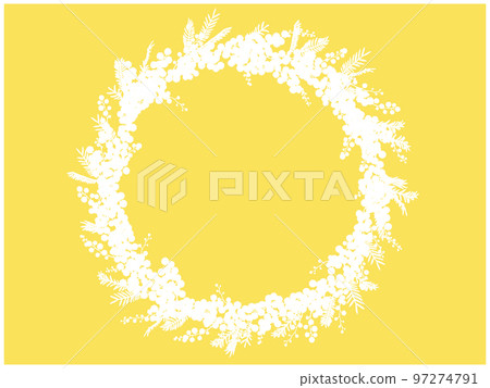 含羞草剪影框③(圓形、白色) 含羞草剪影框③(圓形、白色) 97274791