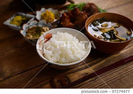 Fried Chicken with One Soup and Two Sides Fried Chicken with One Soup and Two Sides 97274977