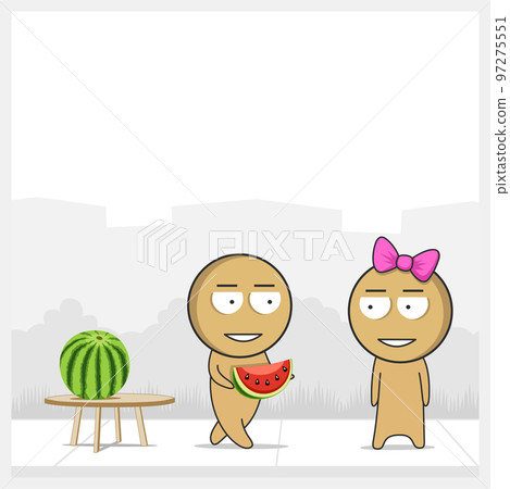 Man with watermelon on a summer day Man with watermelon on a summer day 97275551