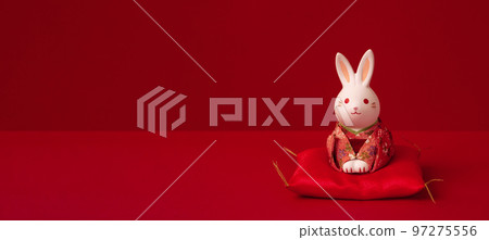 Japanese New Year material. Zodiac rabbit. New Year's greeting rabbit Japanese New Year material. Zodiac rabbit. New Year's greeting rabbit 97275556