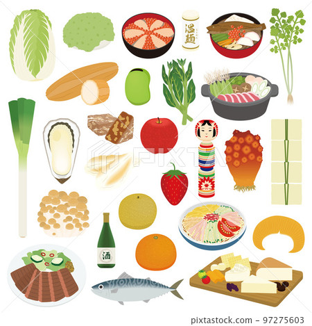 Illustration of specialties of Miyagi prefecture 97275603