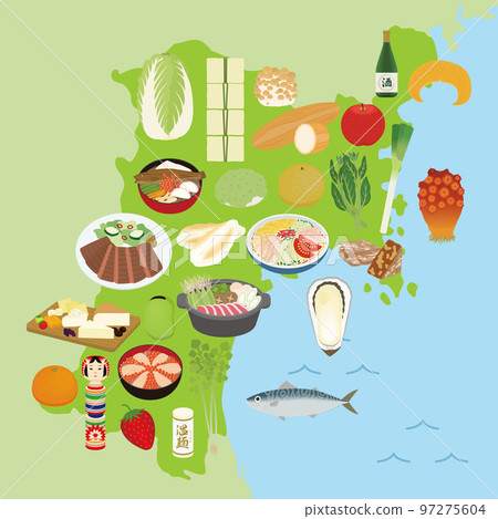 Illustration of specialties of Miyagi prefecture - Stock Illustration ...