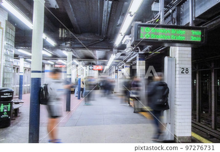 New York subway platform and passengers 97276731