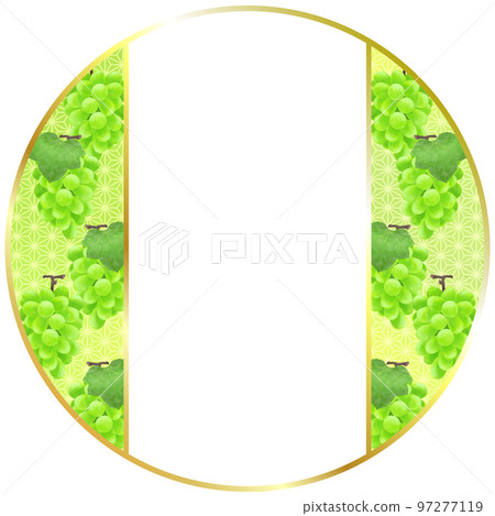 Circular Japanese-style decorative material with a motif of grapes 97277119