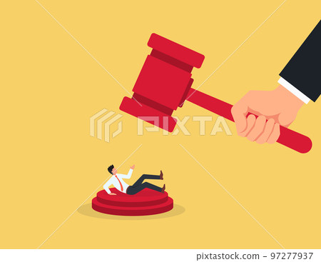 Social inequality, discrimination. business owner or investor try to survive from big gavel hamme Social inequality, discrimination. business owner or investor try to survive from big gavel hamme 97277937