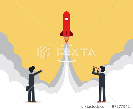 Startup rocket concept, New business or project start up design. businessman and start up. 97277941