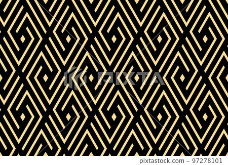 Abstract geometric pattern. A seamless vector background. Gold and amless black ornament. Graphic modern pattern. Simple lattice graphic design Abstract geometric pattern. A seamless vector background. Gold and amless black ornament. Graphic modern pattern. Simple lattice graphic design 97278101