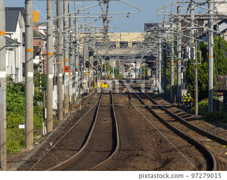 Scenery of the railway line passing through the city Scenery of the railway line passing through the city 97279015