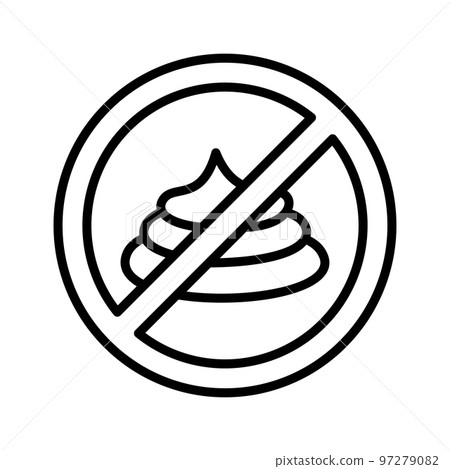 No dog pooping round sign. Shitting is not allowed. 97279082