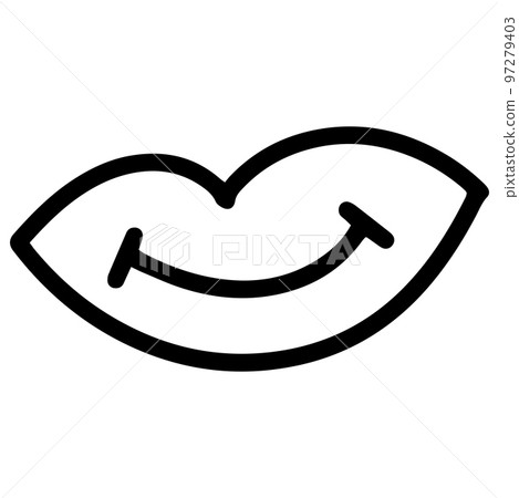 Doodle Lips in Vintage Style on White Background. Cartoon Vector Illustration. Simple Flat Lips Symbol Isolated on White Background. Doodle Vector Sketch Illustration. 97279403