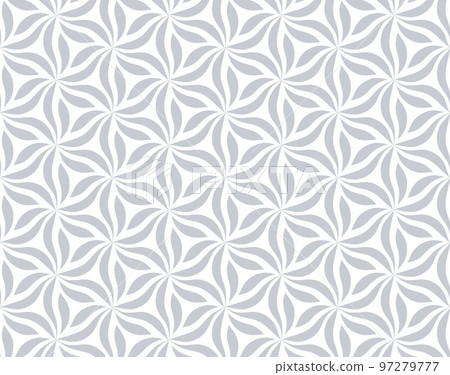 The geometric pattern with wavy lines. Seamless vector background. White and gray texture. Simple lattice graphic design. 97279777