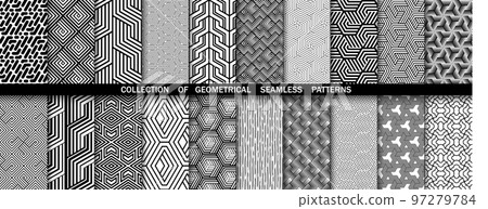 Geometric set of seamless black and white... - Stock Illustration ...