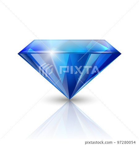 Vector 3d Realistic Blue Transparent Triangular Glowing Gemstone, Diamond, Crystal, Rhinestone Closeup on White Background with Reflection. Jewerly Concept. Design Template, Banner Vector 3d Realistic Blue Transparent Triangular Glowing Gemstone, Diamond, Crystal, Rhinestone Closeup on White Background with Reflection. Jewerly Concept. Design Template, Banner 97280054