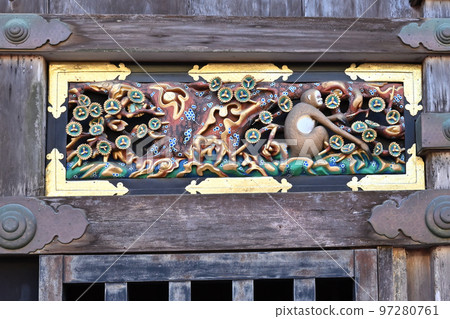 Nikko Toshogu Shrine, Shinkyusha Sculpture of monkey "One monkey that endures loneliness" Nikko Toshogu Shrine, Shinkyusha Sculpture of monkey "One monkey that endures loneliness" 97280761