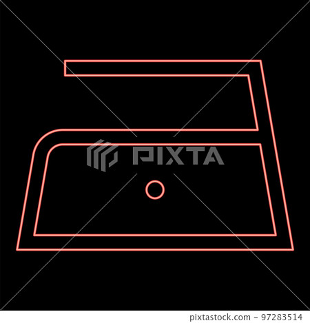 Neon ironing is allowed low slow temperature to one hundred and ten 110 degrees Clothes care symbols Washing concept Laundry sign red color vector illustration image flat style Neon ironing is allowed low slow temperature to one hundred and ten 110 degrees Clothes care symbols Washing concept Laundry sign red color vector illustration image flat style 97283514