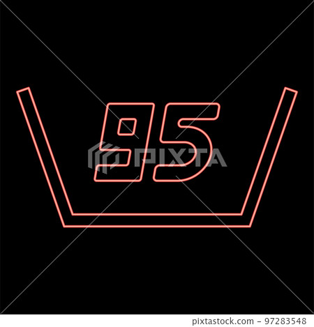 Neon wash in very hot water boiling temperature Clothes care symbols Washing concept Laundry sign red color vector illustration image flat style 97283548