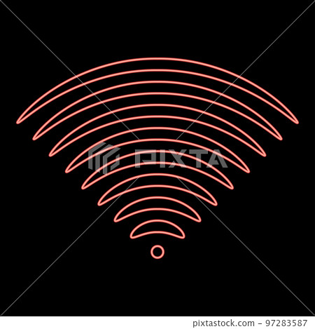 Neon radio wave Sound signal One dirrection Transmitter red color vector illustration image flat style 97283587