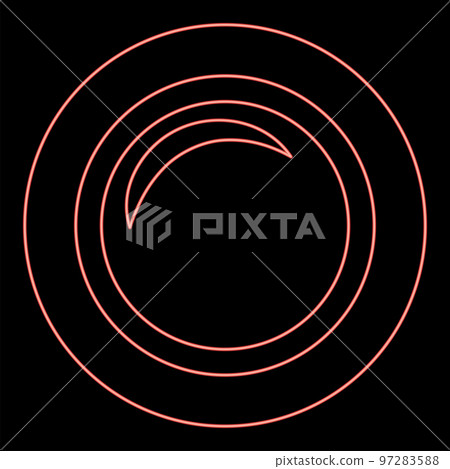 Neon camera lens photo equipment red color vector illustration image flat style 97283588