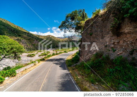 asphalt road in the Andes mountains in the nature of South America 97285066