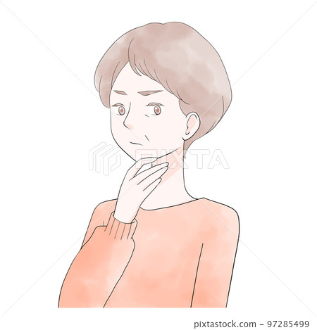 一個憂心忡忡的高級女人的插圖(動漫繪畫)(水彩風格) 一個憂心忡忡的高級女人的插圖(動漫繪畫)(水彩風格) 97285499