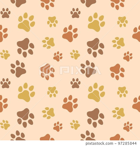 Dog and Cat paw seamless pattern vector doodle abstract animal footprint background for fabric, texture and wallpaper illustration for digital and print materials. 97285844