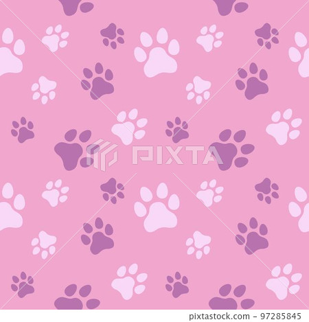 Dog and Cat paw seamless pattern vector doodle abstract animal footprint background for fabric, texture and wallpaper illustration for digital and print materials. 97285845