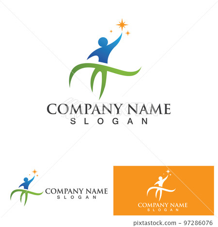 People jump star success ,Human character logo sign illustration vector design 97286076