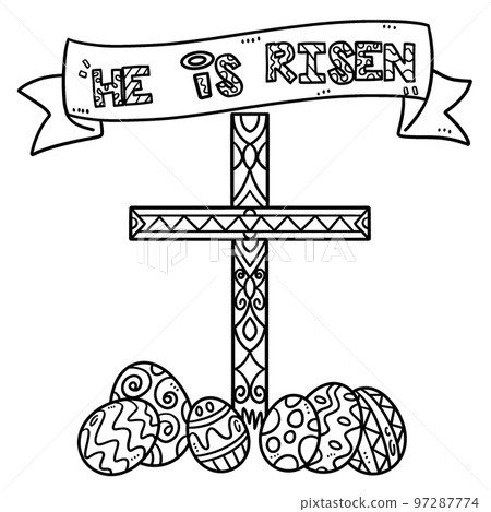 Christian He Is Risen Isolated Coloring Page  97287774