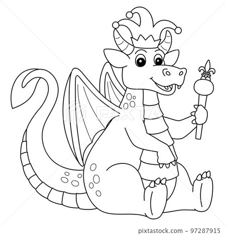 Mardi Gras Jester Dragon Isolated Coloring Page Mardi Gras Jester Dragon Isolated Coloring Page 97287915
