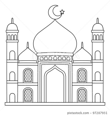 Ramadan Mosque Isolated Coloring Page for Kids 97287931