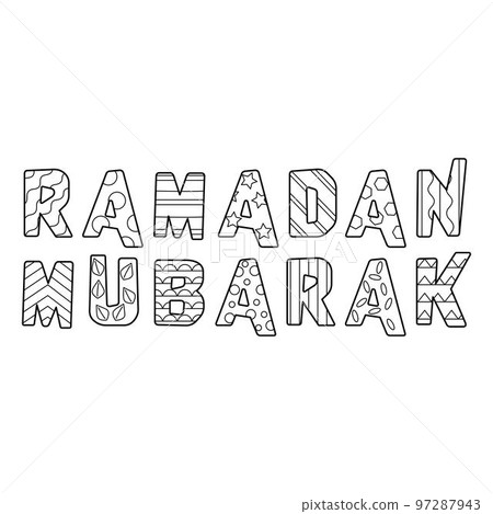 Ramadan Mubarak Isolated Coloring Page for Kids 97287943